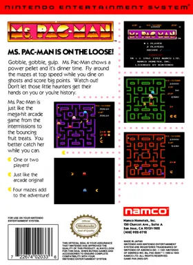 Ms. Pac-Man (USA) (Namco) box cover back